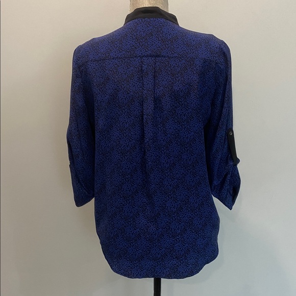 Judith And Charles Silk Black-Trimmed Blue Women's Blouse Size 2 - Picture 5 of 13